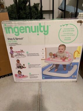 Ingenuity Step & Sprout Baby Activity Walker in Pink and White